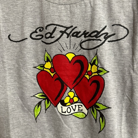 Women’s Large Grey Ed Hardy Crop Top - Picture 2 of 6